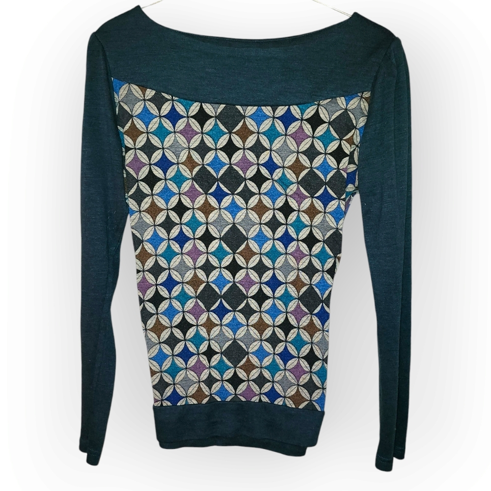 Cici Geometric Knit Sweater - Vibrant & Stylish, Size Large